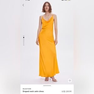 Mango draped backless neck satin dress